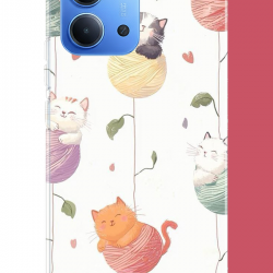 Redmi 15C Uyumlu yumaktaki kediler UV Baskılı Silikon Kılıf
