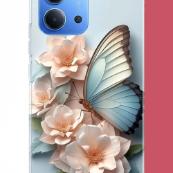 Redmi 15C Uyumlu mavi kanatlı kelebek UV Baskılı Silikon Kılıf