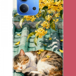 Redmi 15C Uyumlu çatıdaki kedi UV Baskılı Silikon Kılıf