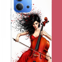 Redmi 15C Uyumlu çello çalan kadın UV Baskılı Silikon Kılıf
