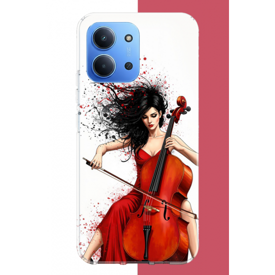 Redmi 15C Uyumlu çello çalan kadın UV Baskılı Silikon Kılıf