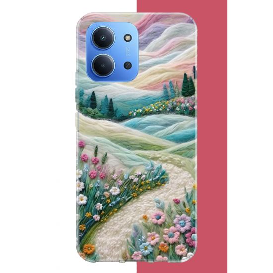 Redmi 15C Uyumlu çiçekli plato UV Baskılı Silikon Kılıf