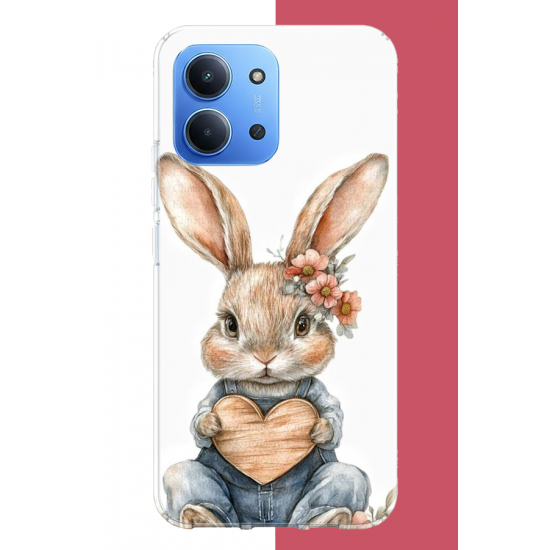 Redmi 15C Uyumlu çiçek tokalı tavşan UV Baskılı Silikon Kılıf Redmi 15C Uyumlu çiçek tokalı tavşan UV Baskılı Silikon Kılıf