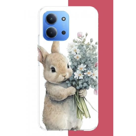 Redmi 15C Uyumlu çiçek tutan tavşan.jpeg UV Baskılı Silikon Kılıf Redmi 15C Uyumlu çiçek tutan tavşan.jpeg UV Baskılı Silikon Kılıf