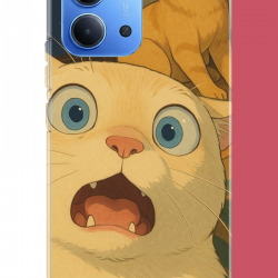 Redmi 15C Uyumlu şaşkın kedi UV Baskılı Silikon Kılıf