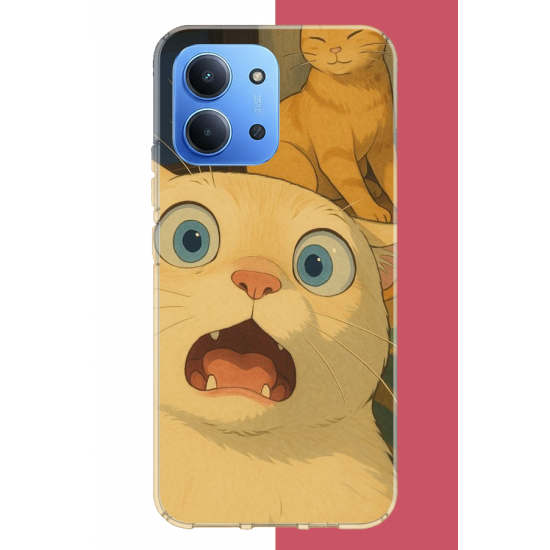 Redmi 15C Uyumlu şaşkın kedi UV Baskılı Silikon Kılıf Redmi 15C Uyumlu şaşkın kedi UV Baskılı Silikon Kılıf
