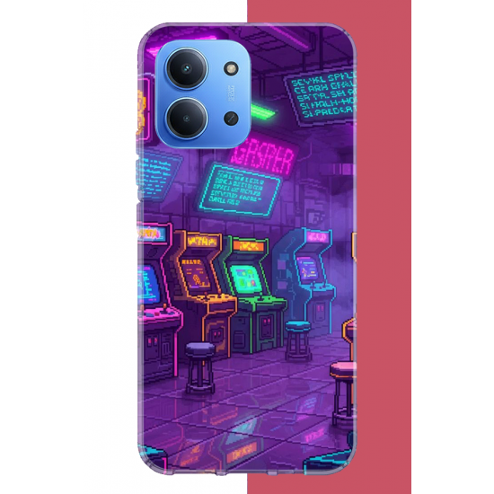 Redmi 15C Uyumlu Cyberpunk neon arcade UV Baskılı Silikon Kılıf