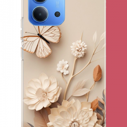 Redmi 15C Uyumlu duvardaki kelebek UV Baskılı Silikon Kılıf