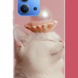 Redmi 15C Uyumlu incili kedi UV Baskılı Silikon Kılıf