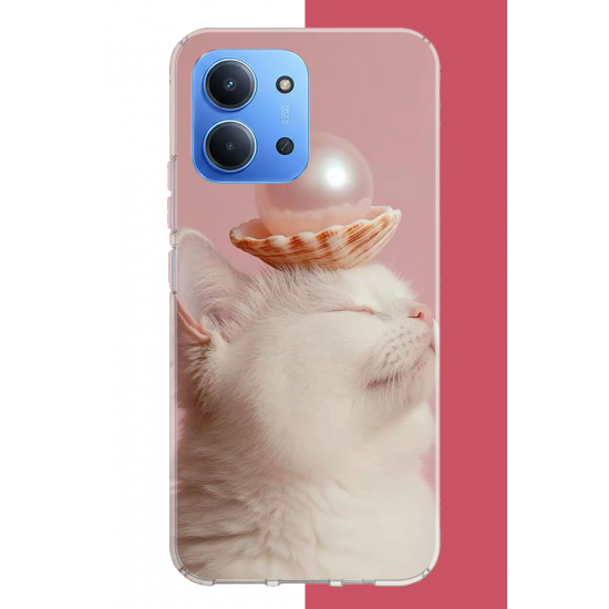 Redmi 15C Uyumlu incili kedi UV Baskılı Silikon Kılıf
