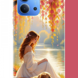 Redmi 15C Uyumlu kadın ve köpek UV Baskılı Silikon Kılıf Redmi 15C Uyumlu kadın ve köpek UV Baskılı Silikon Kılıf