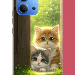 Redmi 15C Uyumlu kapıdaki kediler UV Baskılı Silikon Kılıf Redmi 15C Uyumlu kapıdaki kediler UV Baskılı Silikon Kılıf