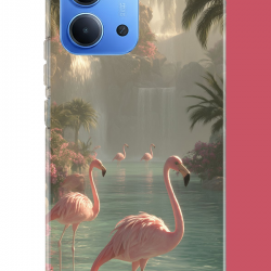 Redmi 15C Uyumlu akarsudaki flamingo UV Baskılı Silikon Kılıf