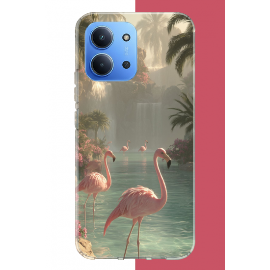 Redmi 15C Uyumlu akarsudaki flamingo UV Baskılı Silikon Kılıf