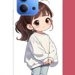 Redmi 15C Uyumlu kawaii beyaz sweatshirt kız UV Baskılı Silikon Kılıf