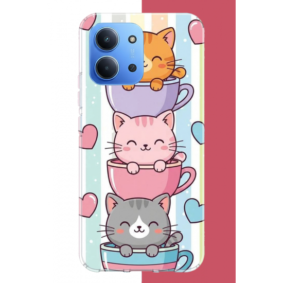 Redmi 15C Uyumlu kawaii fincandaki kediler UV Baskılı Silikon Kılıf Redmi 15C Uyumlu kawaii fincandaki kediler UV Baskılı Silikon Kılıf