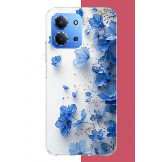 Redmi 15C Uyumlu mavi çiçek2 UV Baskılı Silikon Kılıf