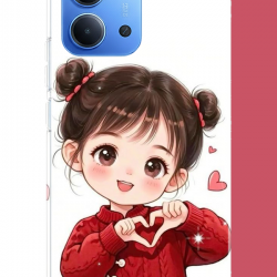 Redmi 15C Uyumlu kawaii kalpli kız UV Baskılı Silikon Kılıf