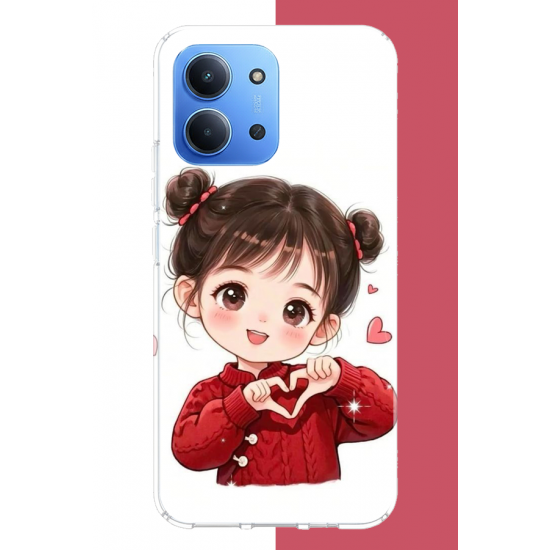 Redmi 15C Uyumlu kawaii kalpli kız UV Baskılı Silikon Kılıf