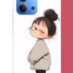 Redmi 15C Uyumlu kawaii sinirli kız UV Baskılı Silikon Kılıf