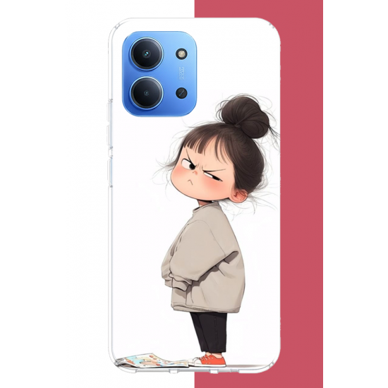 Redmi 15C Uyumlu kawaii sinirli kız UV Baskılı Silikon Kılıf