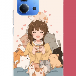 Redmi 15C Uyumlu kawaii yavru kediler UV Baskılı Silikon Kılıf