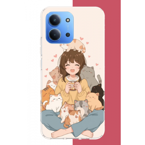 Redmi 15C Uyumlu kawaii yavru kediler UV Baskılı Silikon Kılıf