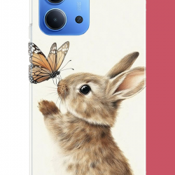 Redmi 15C Uyumlu kelebekli tavşan UV Baskılı Silikon Kılıf
