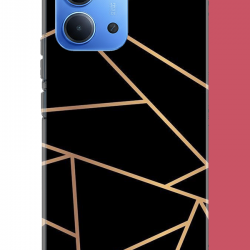 Redmi 15C Uyumlu altın diyagonal çizgi UV Baskılı Silikon Kılıf