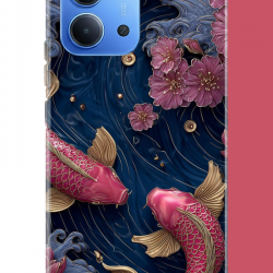 Redmi 15C Uyumlu kırmızı balıklar UV Baskılı Silikon Kılıf