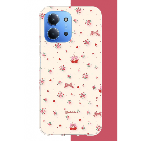 Redmi 15C Uyumlu kırmızı kalpli pattern UV Baskılı Silikon Kılıf