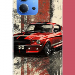 Redmi 15C Uyumlu kırmızı mustang.jpeg UV Baskılı Silikon Kılıf