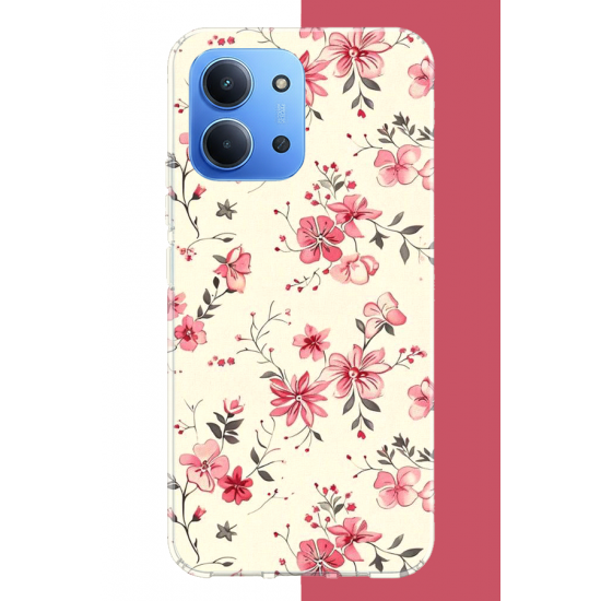 Redmi 15C Uyumlu kırmızı pattern UV Baskılı Silikon Kılıf