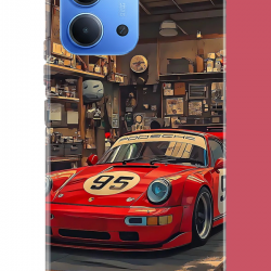 Redmi 15C Uyumlu kırmızı porsche UV Baskılı Silikon Kılıf