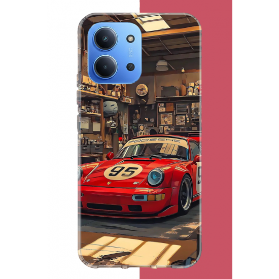 Redmi 15C Uyumlu kırmızı porsche UV Baskılı Silikon Kılıf