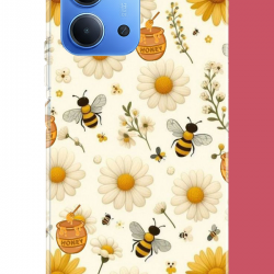 Redmi 15C Uyumlu arılı sarı çiçek.jpeg UV Baskılı Silikon Kılıf