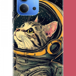 Redmi 15C Uyumlu astronot kedi UV Baskılı Silikon Kılıf