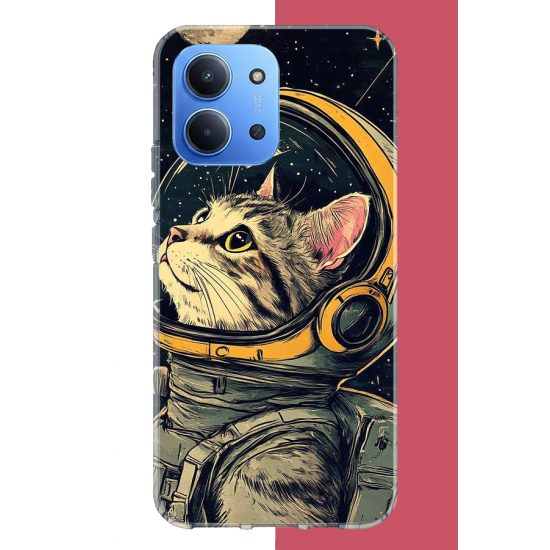 Redmi 15C Uyumlu astronot kedi UV Baskılı Silikon Kılıf