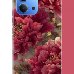 Redmi 15C Uyumlu kırmızı çiçek UV Baskılı Silikon Kılıf