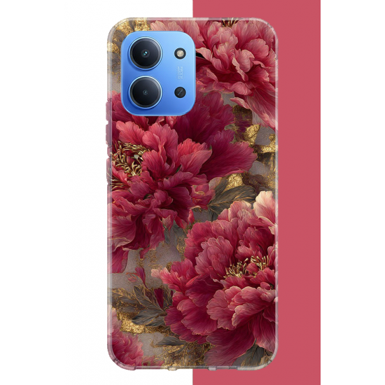 Redmi 15C Uyumlu kırmızı çiçek UV Baskılı Silikon Kılıf Redmi 15C Uyumlu kırmızı çiçek UV Baskılı Silikon Kılıf