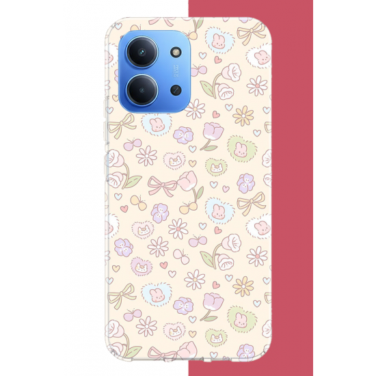 Redmi 15C Uyumlu lale fiyonklu pattern UV Baskılı Silikon Kılıf