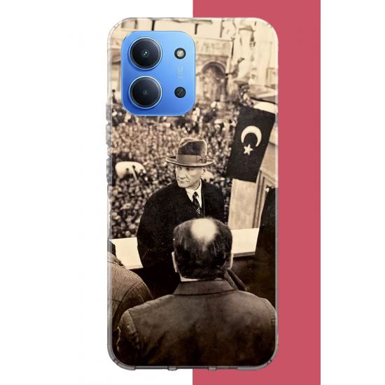 Redmi 15C Uyumlu halka seslenen atatürk2 UV Baskılı Silikon Kılıf