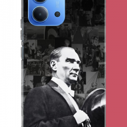 Redmi 15C Uyumlu şapka ile selamlayan atatürk UV Baskılı Silikon Kılıf