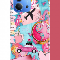 Redmi 15C Uyumlu Travel Kolaj UV Baskılı Silikon Kılıf
