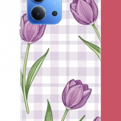 Redmi 15C Uyumlu mor lale UV Baskılı Silikon Kılıf