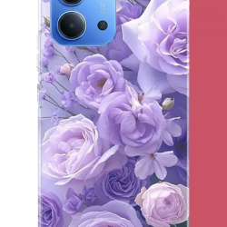 Redmi 15C Uyumlu mor çiçek UV Baskılı Silikon Kılıf