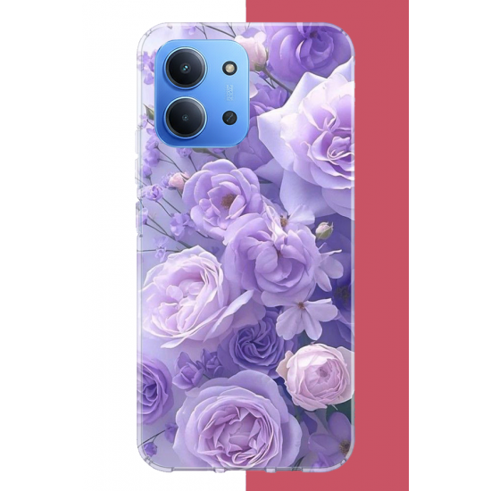 Redmi 15C Uyumlu mor çiçek UV Baskılı Silikon Kılıf