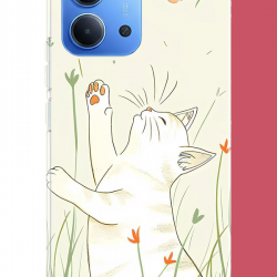 Redmi 15C Uyumlu mutlu kedi UV Baskılı Silikon Kılıf