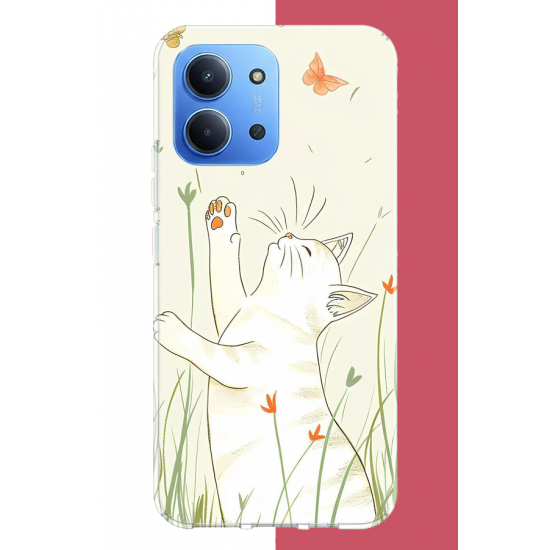 Redmi 15C Uyumlu mutlu kedi UV Baskılı Silikon Kılıf
