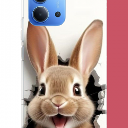 Redmi 15C Uyumlu mutlu tavşan UV Baskılı Silikon Kılıf